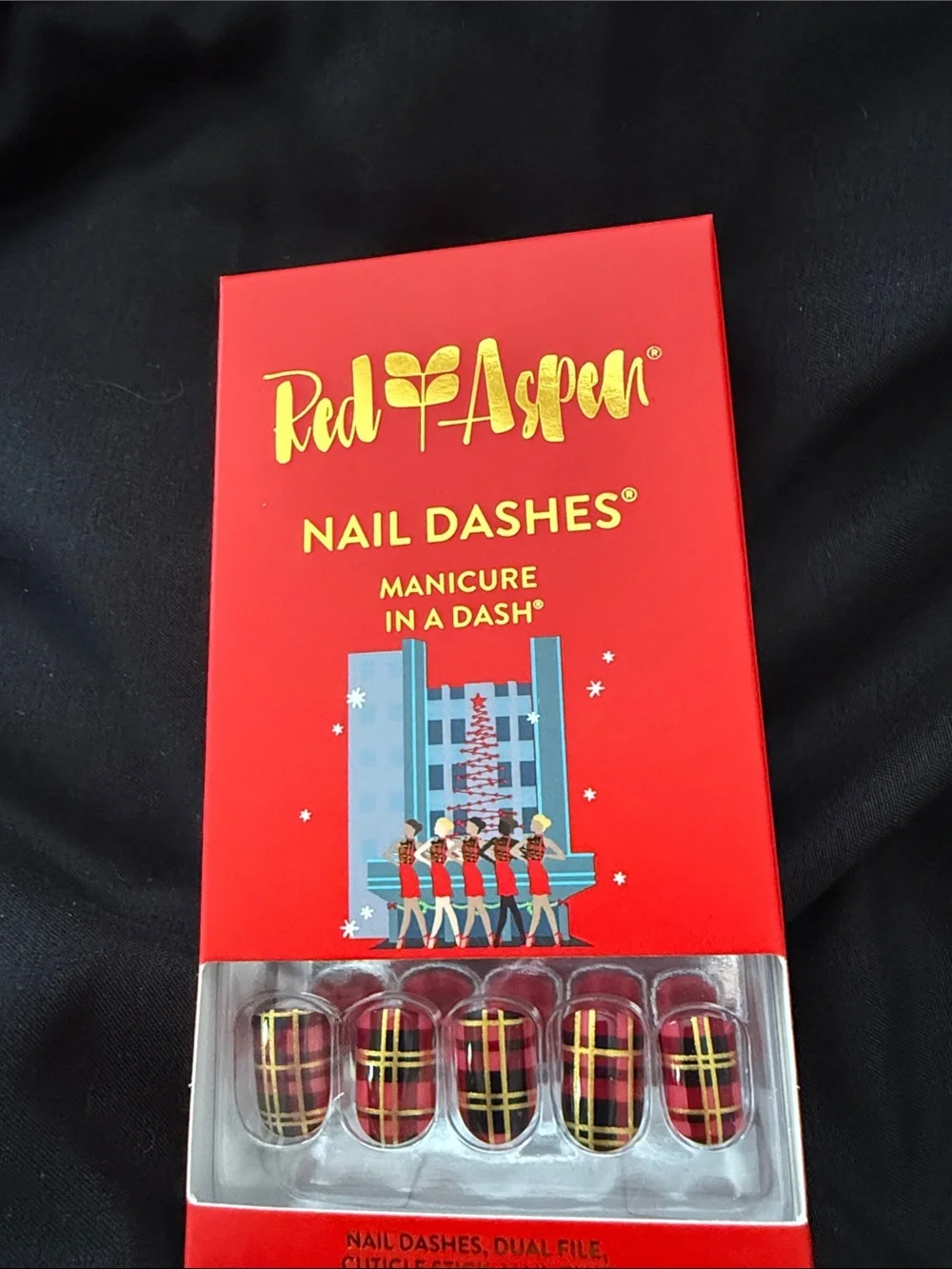 Red Aspen Nail Dashes Press-On Nails - Red White & Blue + Red Plaid short square